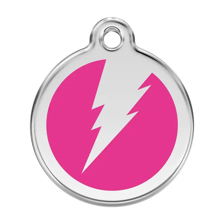 Placa identificativa Acero Inoxidable Esmalte Rayo Rosa Fuerte para perros