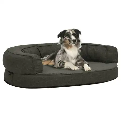 Vidaxl sofá acolchado ovalado con cojín gris oscuro para perros