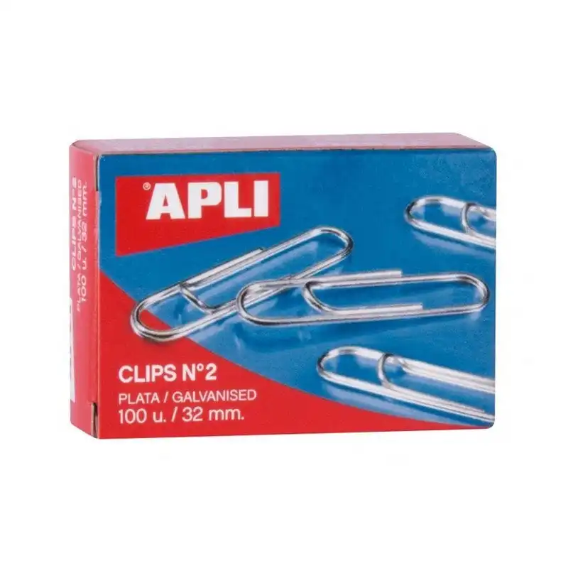 Apli Clips Plateados Número 2 32mm 100 Unidades