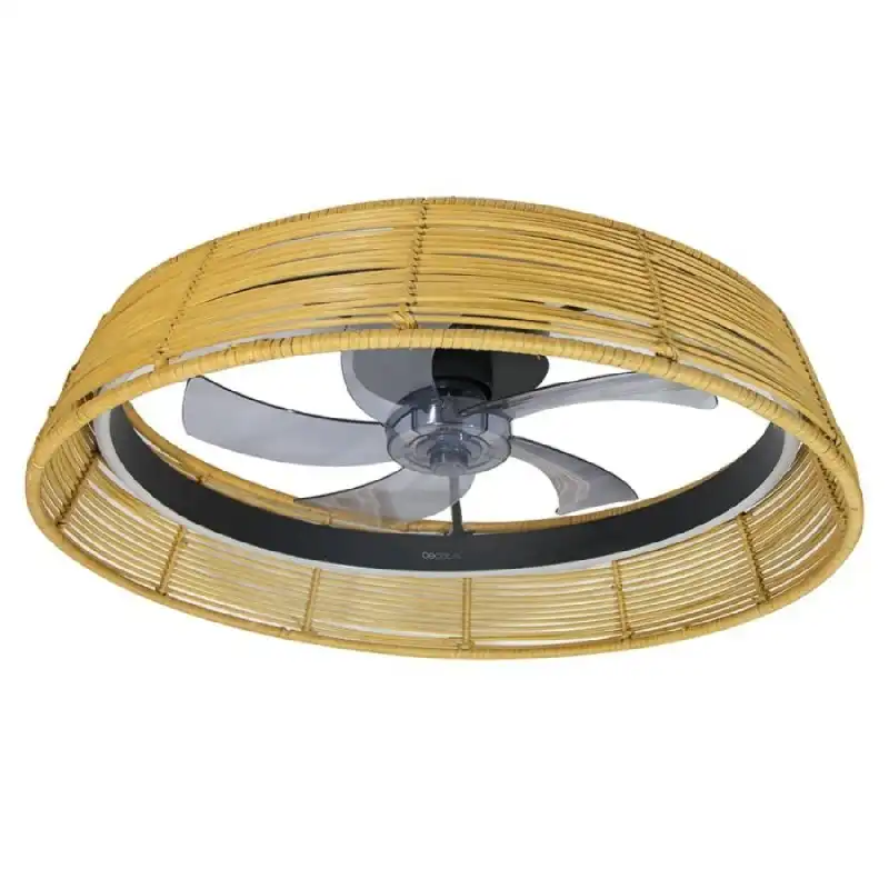 Cecotec Energysilence Lampaero 600 Natural Design Ventilador de Techo con Luz 20W de Mimbre