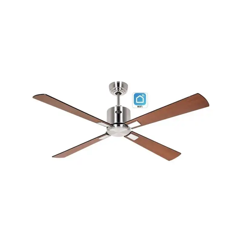 Ventilador De Techo Casafan Eco Neo Iii 132cm Con Wifi 942202w Motor Cromo Cepillado/ Negro Y Teca