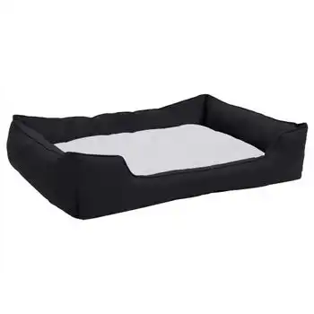 Cama De Perro Felpa Apariencia De Lino Negra Y Blanca Vidaxl