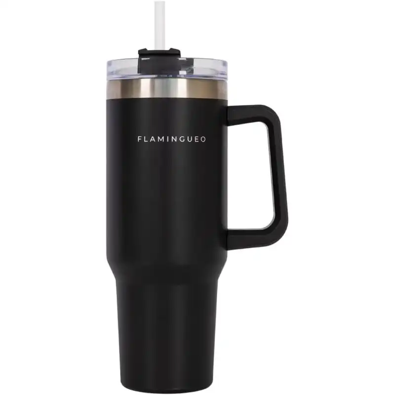 Flamingueo Vaso Térmico Negro Acero Inoxidable Bebidas Frías 24h Y Calientes 10h Capacidad 1.18l