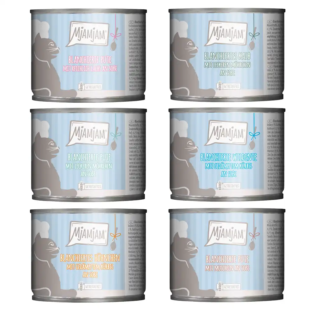 MjAMjAM comida húmeda para gatos 6 x 185 g - Pack mixto - Mezcla (6 variedades)