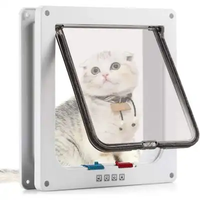 Pawffee Gatera blanca M de 4 vías – apertura magnética con túnel integrado - 1 pieza - Pawffee - Comparador de precios