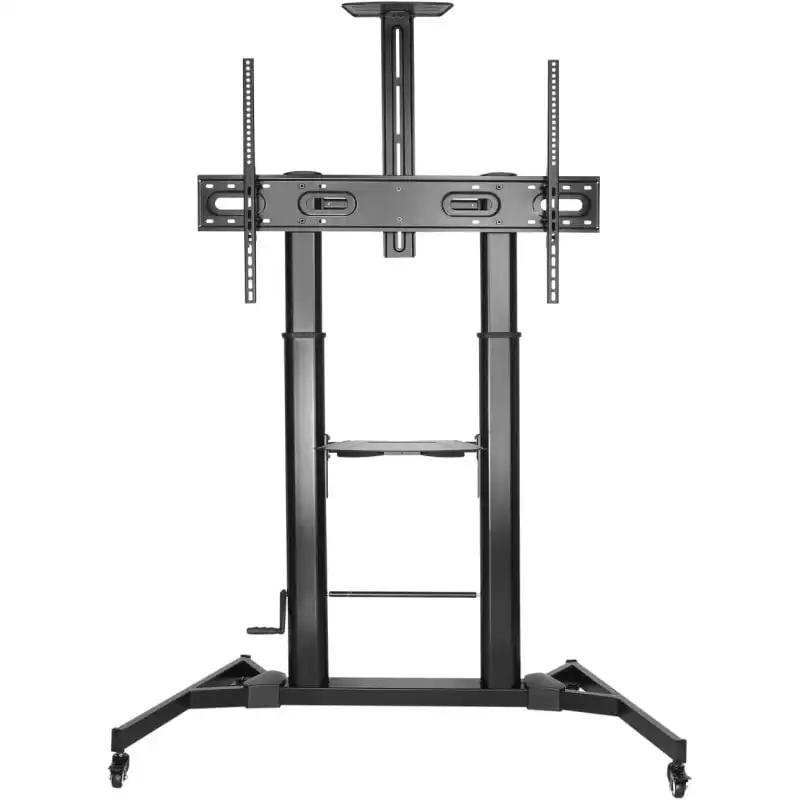 Aisens Soporte de Suelo ECO con Ruedas y Manivela DVD/Cámara para Monitor/TV 100Kg de 60-100" Negro