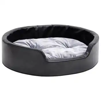 Cama Para Perros Felpa Y Cuero Sintético Negro Gris 69x59x19 Cm Vidaxl