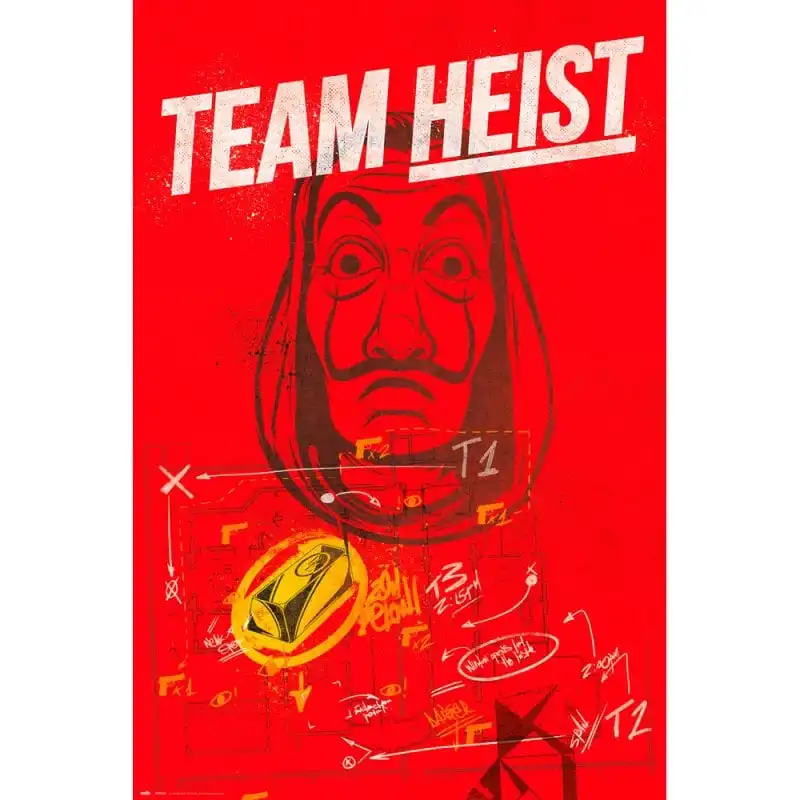 Erik Maxi Póster La Casa de Papel Team Heist 91.5x61cm
