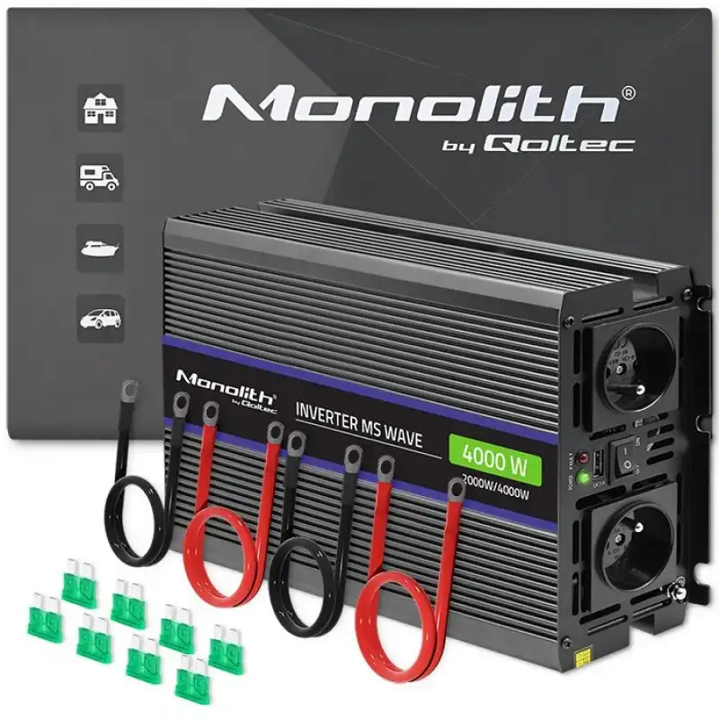 Qoltec Monolith 4000 Ms Cargador Inverter 12v A 230v 2000/4000W USB