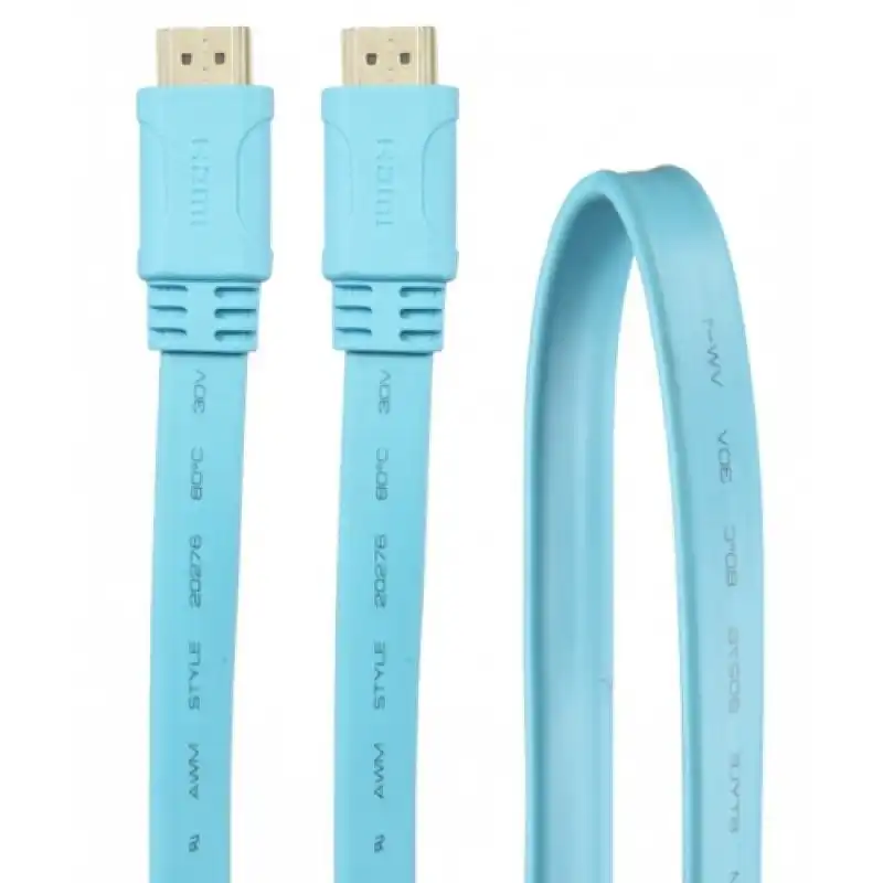 3Go CHDMIB Cable Plano HDMI a HDMI Macho/Macho 1.8m Celeste