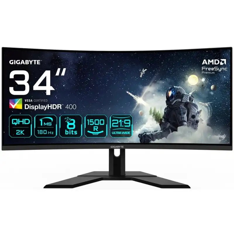 Gigabyte G34WQCP 34" LED VA UltraWide QHD 180Hz HDR 400 FreeSync Premium Curva