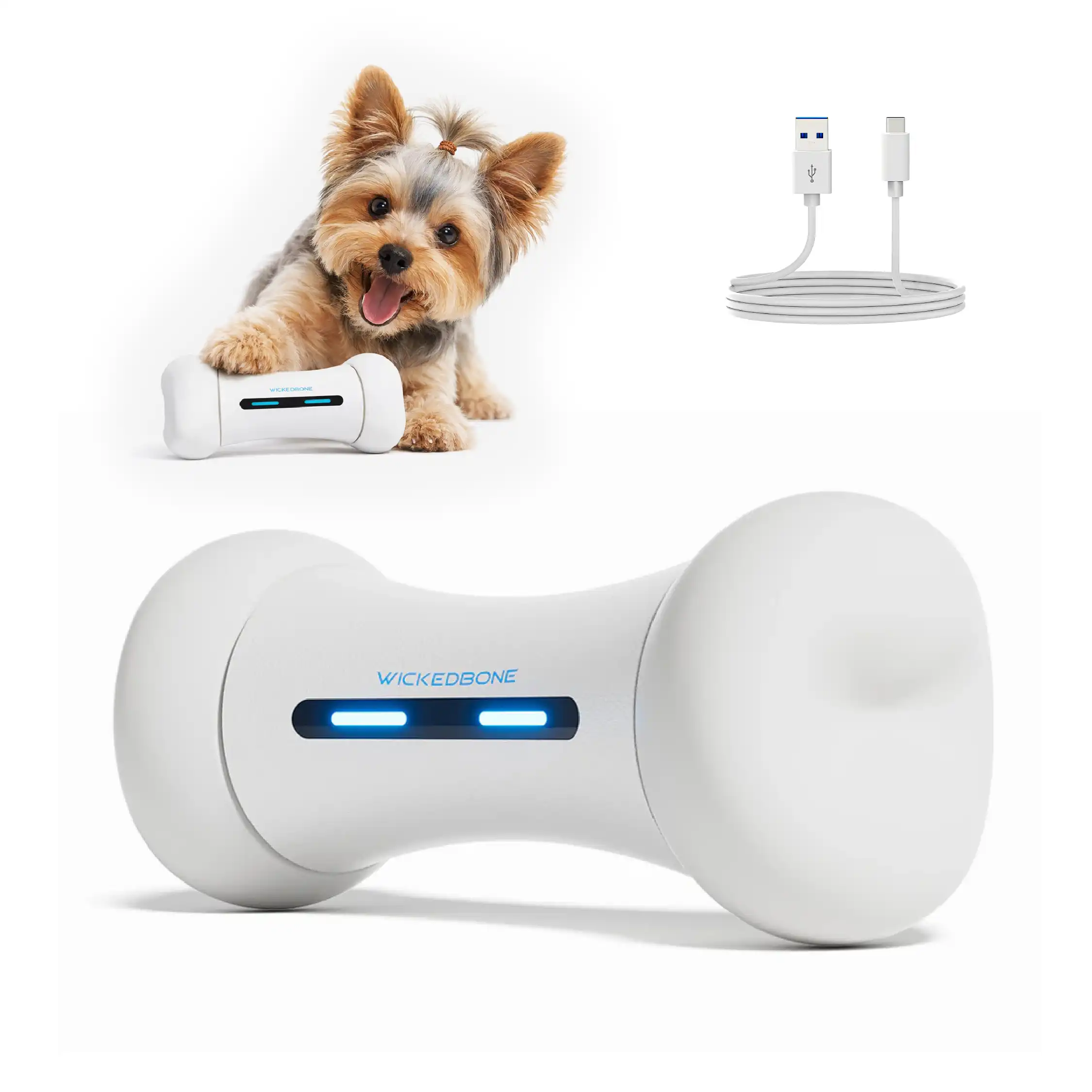 TheKingPet Wickedbone  interactivo premium para perros pequeños y medianos, recargable y resistente al agua - 15,5cm x 6,4cm x 6,4 cm - TheKingPet - Comparador de precios