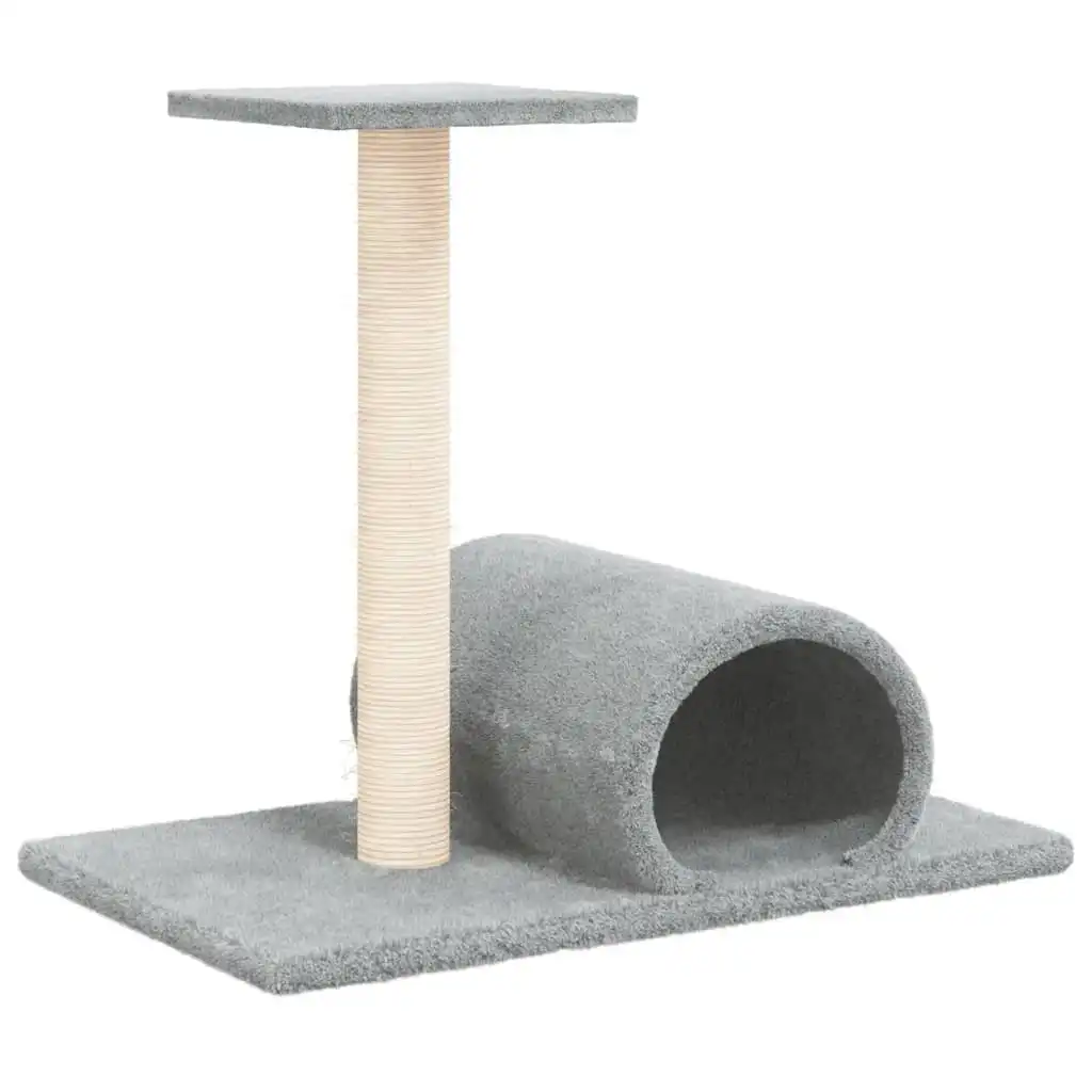 vidaXL Poste rascador para gatos con túnel gris claro 60x34,5x50 cm