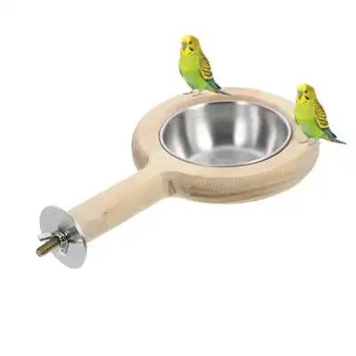 MCBOSON Juego de cuencos para loros de acero inoxidable y madera - 1 artículo - Mcboson - Comparador de precios