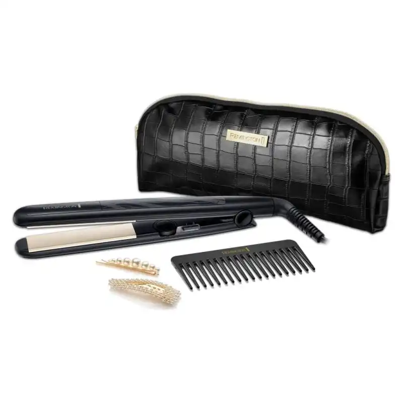 Remington Style Edition Set Regalo Plancha de Pelo Cerámica con Turmulina Negra + Accesorios