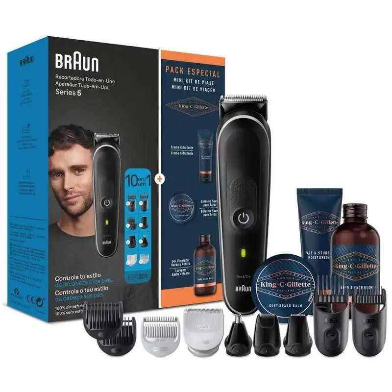 Braun Series 5 MGK5440 Recortadora 10 en 1 + Pack Especial King C. Gillette para Cuidado de la Barba
