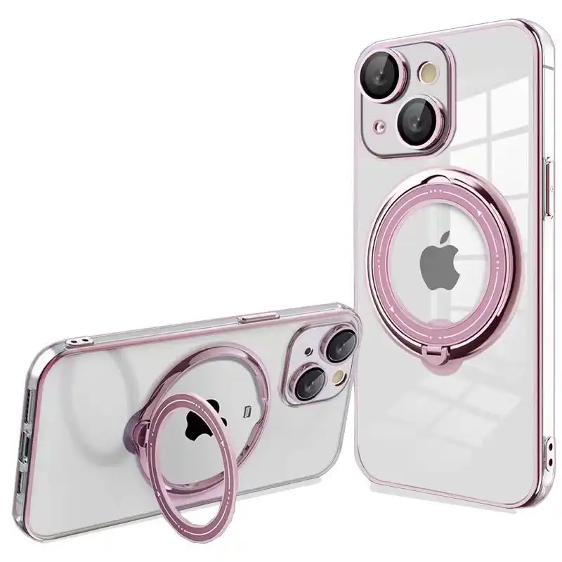 Cool Funda Ring Magnética Rosa para iPhone 15