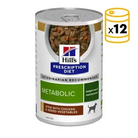 Hill's Prescription Diet Metabolic Weight Loss & Maintenance Comida Húmeda para Perros Estofado con Pollo y Vegetales, 12x354gr - Hill's Prescription Diet - Comparador de precios