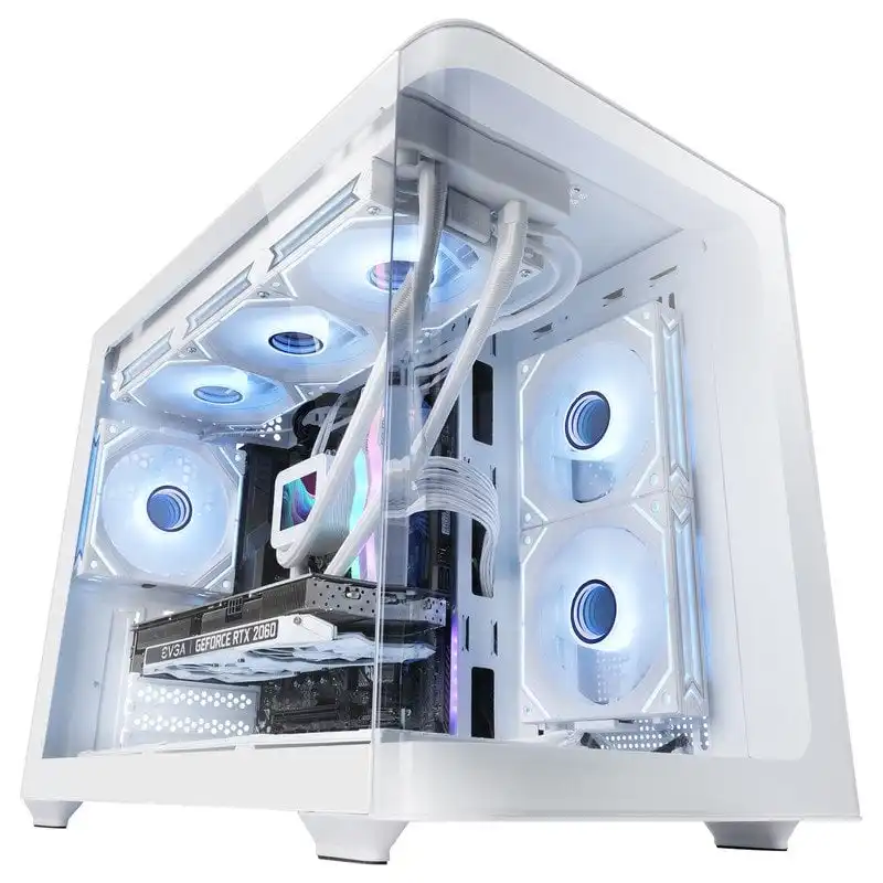 Mars Gaming MC-FUSIONM Caja Gaming Micro-ATX Cristal Templado Continuo Curvo Doble Cámara Blanco