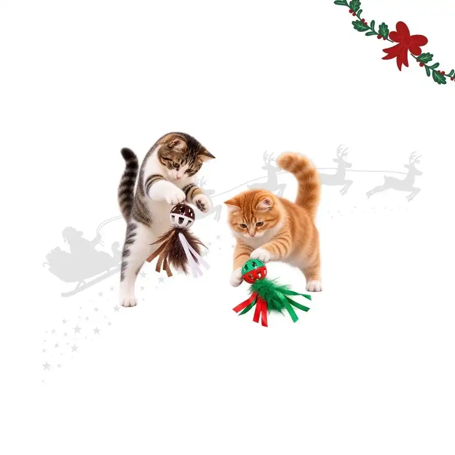 Wonder Christmas Pelota con Plumas y Cascabel  para gatos - 12 x 4.5 cm - Wonder Christmas - Comparador de precios