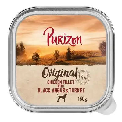 Purizon Adult 6 x 150 g comida húmeda para perros en tarrinas - Filete de pollo con ternera Black Angus y pavo - Purizon - Comparador de precios