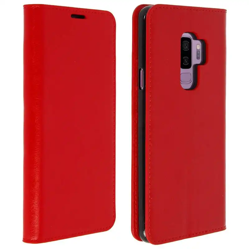Avizar Funda Libro Cartera de Cuero Roja para Samsung Galaxy S9 Plus