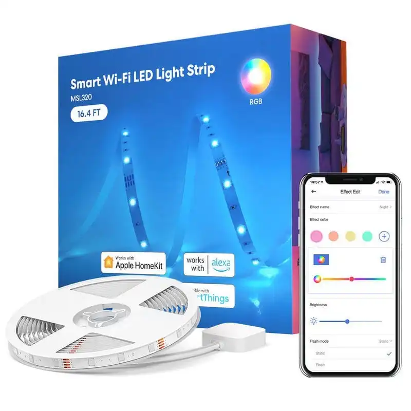 Meross MSL320HK EU Tira LED Inteligente WiFi RGB 2x5m Compatible con Apple HomeKit/Google/Alexa