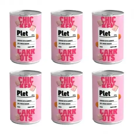 Plet Comida Húmeda para Cachorros con Pollo y Zanahorias, 6x400Grs - Plet - Comparador de precios