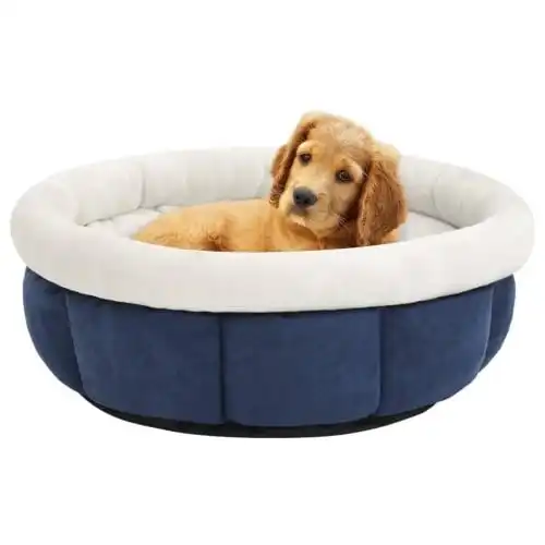 Vidaxl cuna redonda con cojín azul para mascotas