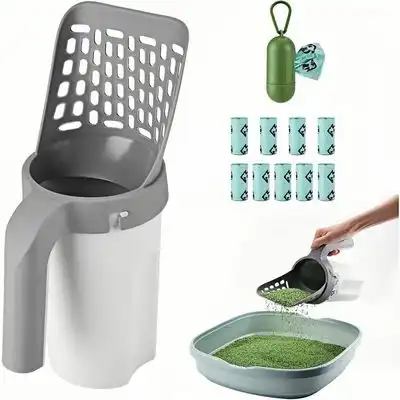 ZooVenture Pala para arena de gato práctica con soporte - 1 pala para arena de gato + 9 rollos de bolsas - Zooventure - Comparador de precios