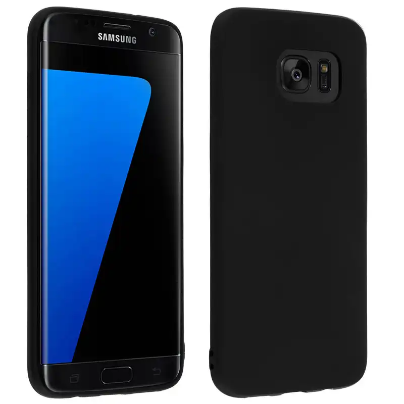 Avizar Funda Protectora de Silicona Negra Mate Ultrafina para Samsung Galaxy S7 Edge