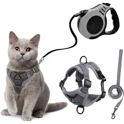 HausPets Arnés para gatos correa retráctil, 3 m, malla reflectante, gris - Artículo 1 - HausPets - Comparador de precios