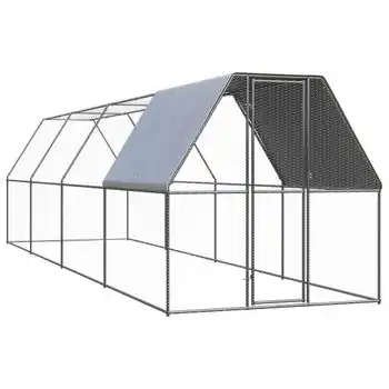 Jaula Gallinero De Exterior De Acero Galvanizado 2x8x2 M Vidaxl