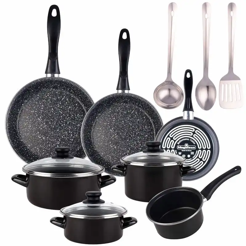 Magefesa Kenia Batería de Cocina 7 Piezas + Set de 3 Sartenes + Set de 3 Utensilios