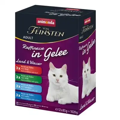 animonda vom Feinsten Adult Raffinesse en gelatina 12 x 85 g - Mix variedades terrestres y acuáticas (4 variedades) - Animonda Vom Feinsten - Comparador de precios