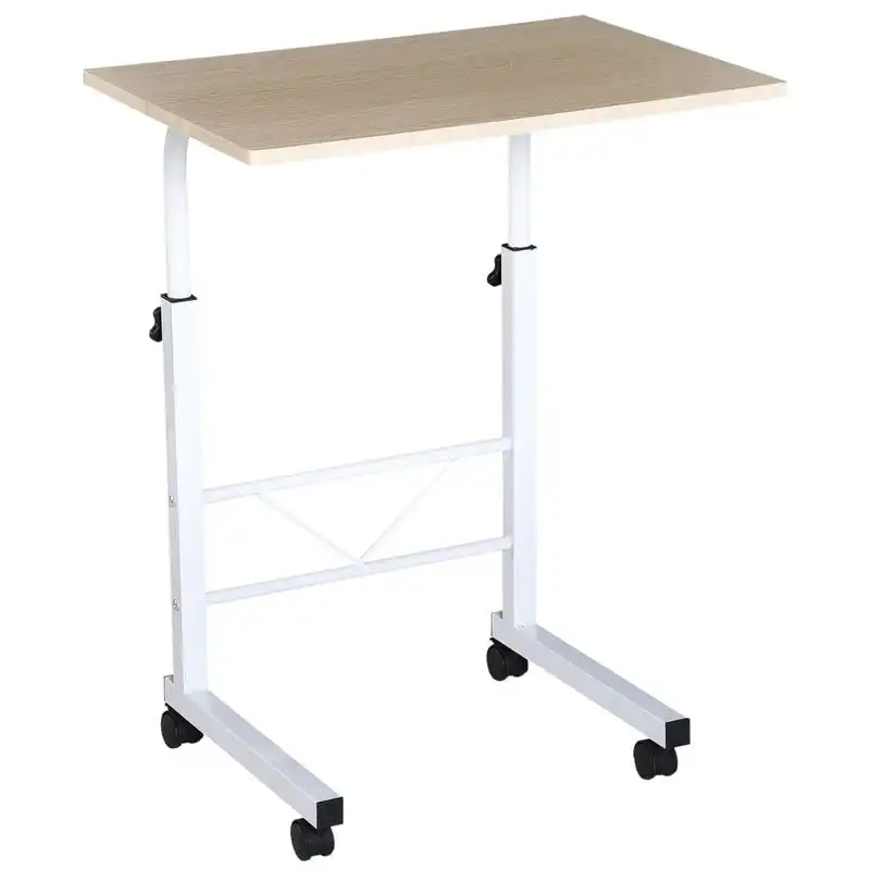 Homcom Mesa de Altura Elevable Ajustable con Ruedas 60x40x68cm Blanca/Madera