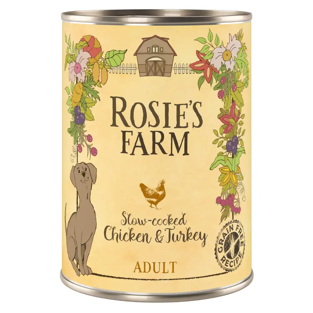 Rosie's Farm 6 x 400 g comida húmeda para perros en oferta: 5 + 1 ¡gratis! - Pollo y pavo