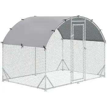 Gallinero De Acero Galvanizado Tela 280x190x197 Cm-pawhut. Plata
