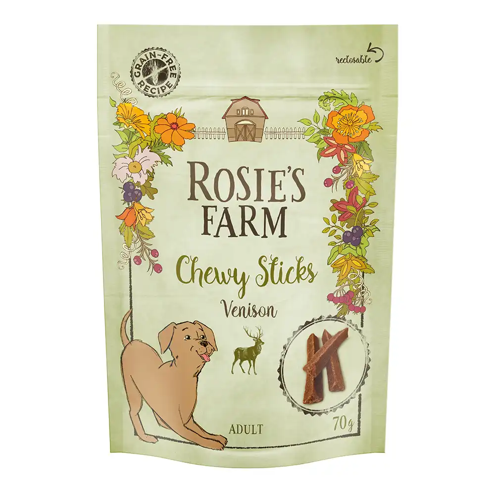 Rosie's Farm Chewy Sticks snacks con caza para perros - 70 g