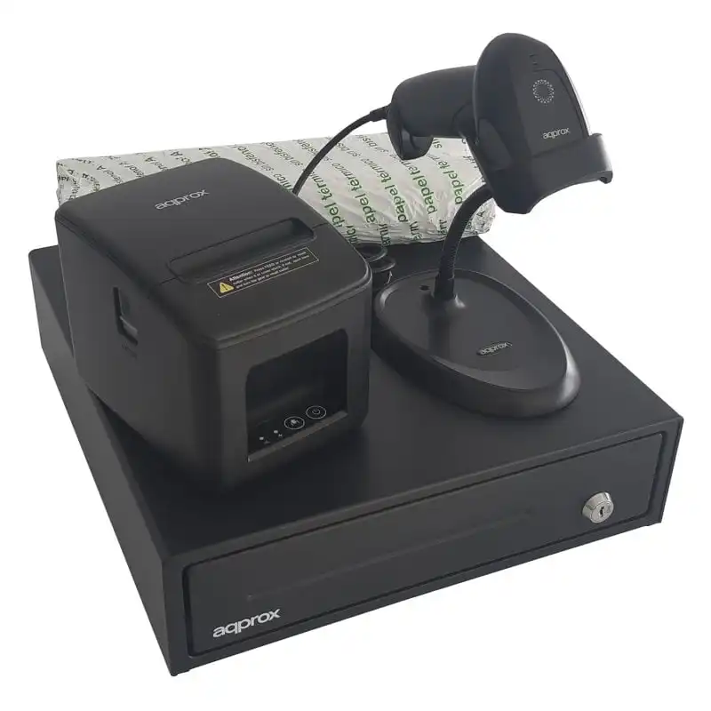 Approx Apppospack3380usb Pos Pack para TPV Impresora + Cajón Portamonedas + Lector + Papel