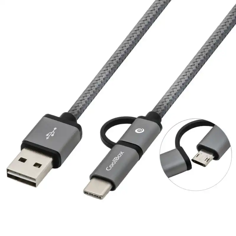 CoolBox Cable Multi USB 2.0 MicroUSB/USB-C 1m Gris