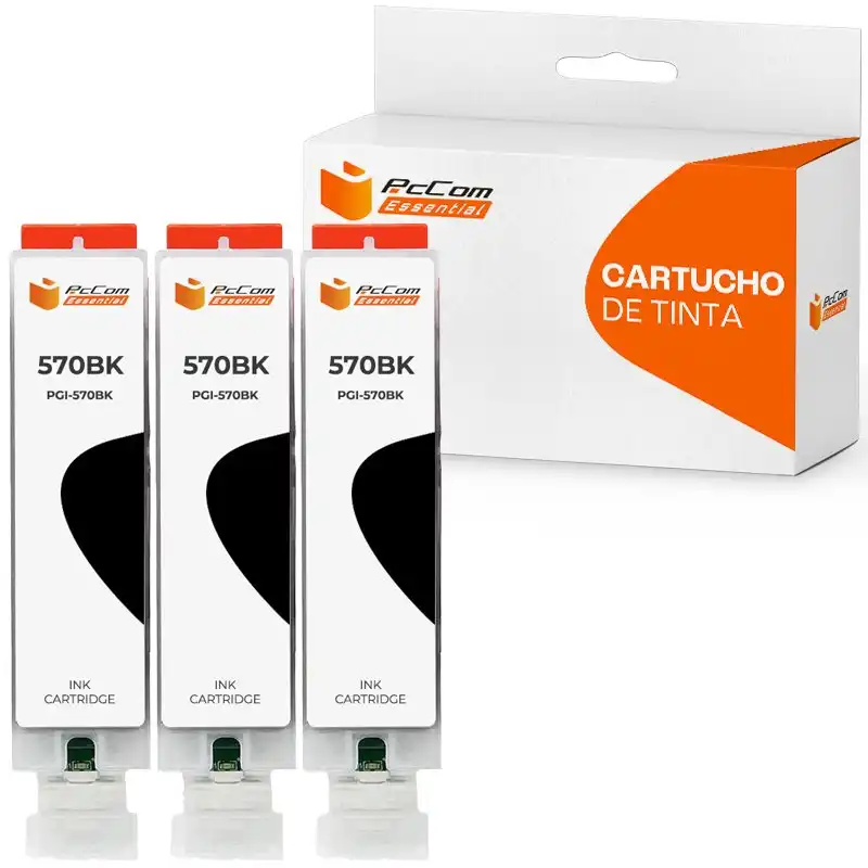 Pccom Essential Canon Pgi570xl Cartucho Tinta Compatible Negro Pack 3
