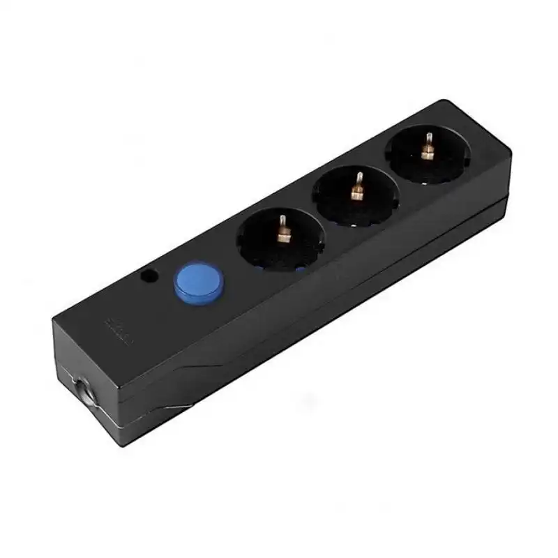 Simon Multifix Regleta sin Cable 3 Tomas con Interruptor Negra