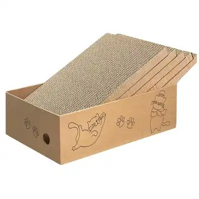 UAMLY Rascador para gatos con forma de caja - Cinco piezas de cartón corrugado + caja - Uamly - Comparador de precios