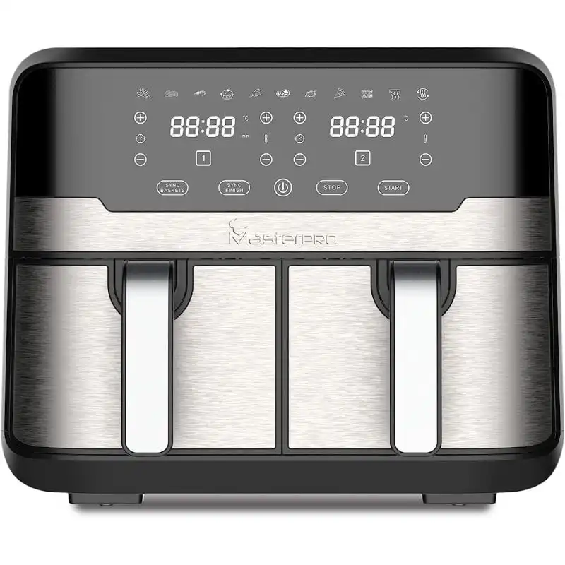 MasterPro Rocket Duo 900 Freidora sin Aceite Doble 9L 2100W Acero Inoxidable