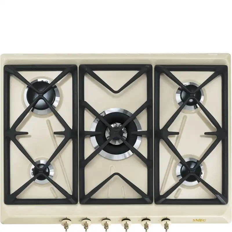 Smeg Colonial SRV876POGH Placa de Gas 5 Zonas Crema