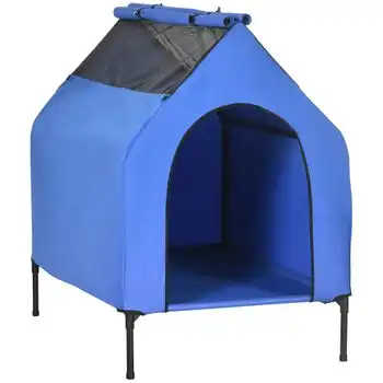 Caseta Para Perros Pawhut Tela Oxford Acero 130x85x121 Cm Azul
