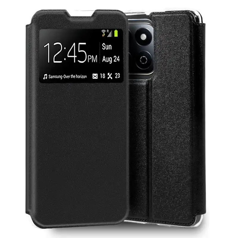 Cool Funda Flip Cover Negro Liso para Honor 200 5G