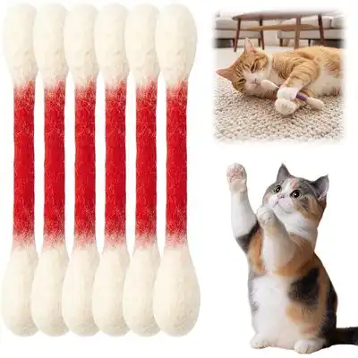 HausPets Paquete de 6 bastoncillos algodón gatitos, juguete dentición, rojo - Artículo 1 - HausPets - Comparador de precios