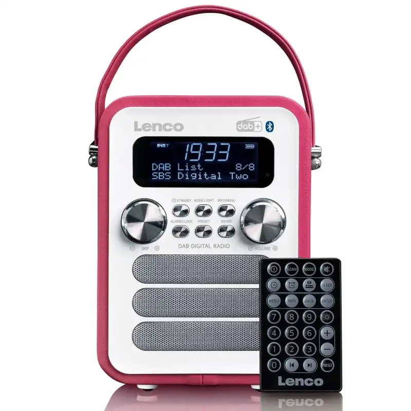 Lenco PDR-051PKWH Radio Fm DAB + Bluetooth con Batería Recargable Rosa